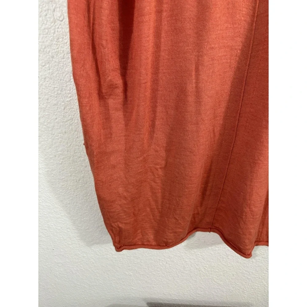 Eileen Fisher Sweater Womens‎ XL Rust Merino Wool V Neck Tunic Pockets Lagenlook